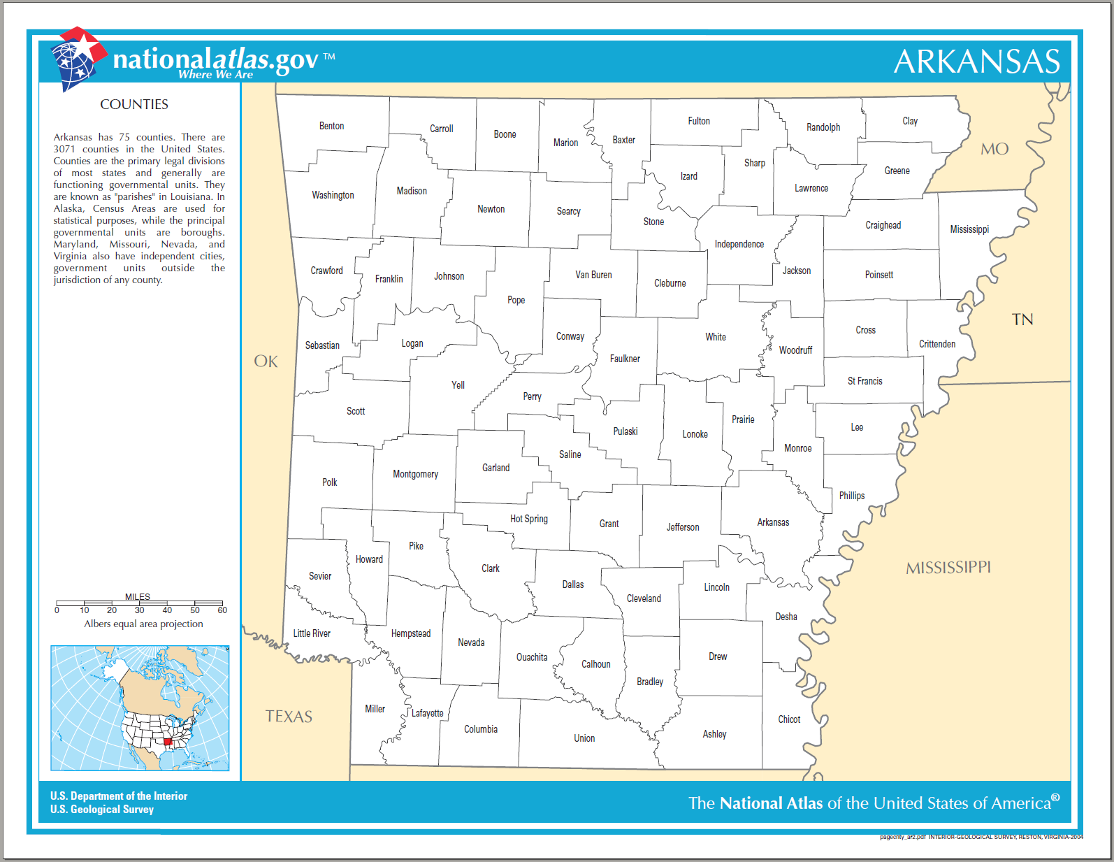 Arkansas county map
